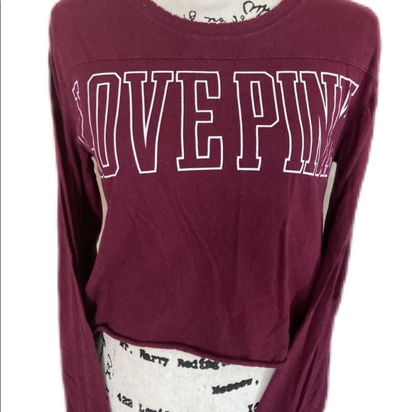 Pink by Victoria Secret long sleeve crop top maroon size XS - Picture 1 of 9